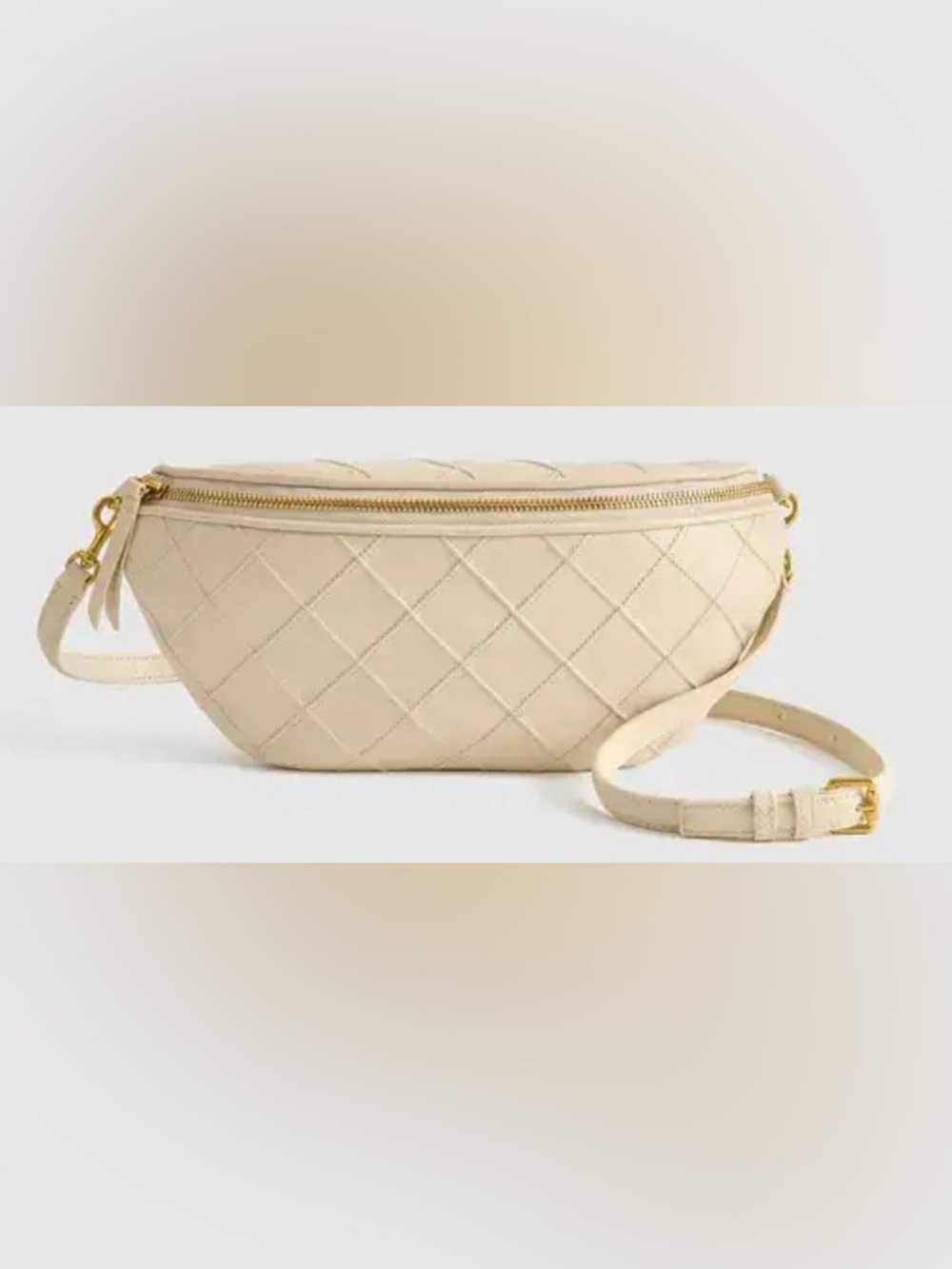 QUINCE Italian Leather Diamond Stitch Sling Cream NWOT